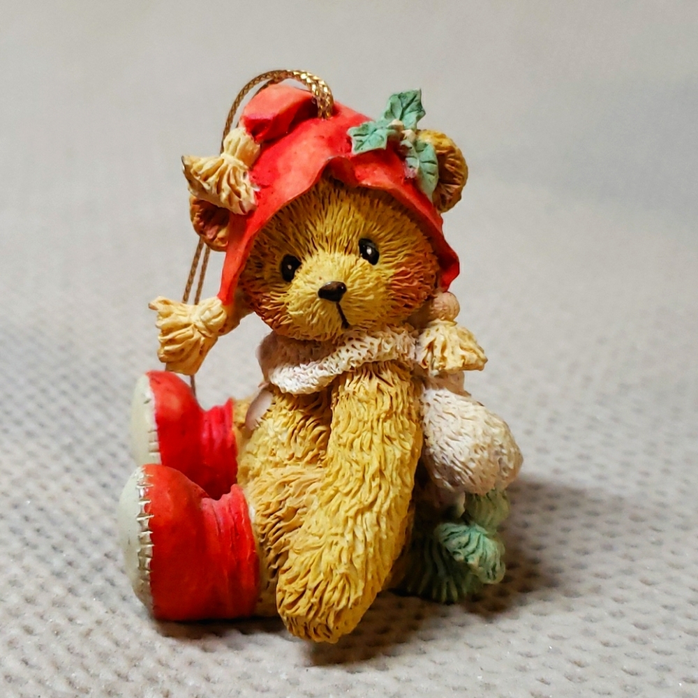 Cherished Teddies, bear with Holly on hat